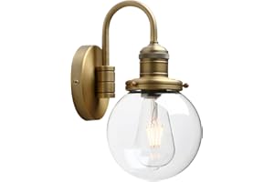 Yosoan Lighting Modern Vintage Industrial Globe Sconce Wall Light Fitting with 5.9” Clear Glass Lampshade, for Office Home Kitchen Living Room Bedroom Loft Bar (Antique)