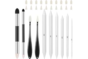 HAIFAFAFAING Blending Stumps Set, Sketch Drawing Stumps Pencils Tools, Sponge, Sandpaper Pencil Sharpener and Charcoal Sticks, Blending Pencil for Beginners and Artists