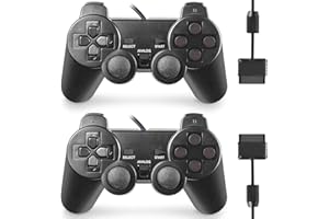 GBCON Wired Controller for PS2 High Performance Double Shock Gamepad Joystick Remote Compatible with Play station 2 (Black and Black)