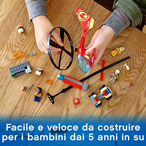 LEGO 60248 City Fire Elicottero dei pompieri 5 lego LEGO-City-Fire-Elicottero-dei-Pompieri-Set-di-Costruzioni-con-Minifigure-Operaio-Pompiere-Freya-Mccloud-con-Accessori-per-Bambini-5-Anni-60248