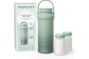Momcozy 22oz Portable Breastmilk Cooler for 24H Outdoor, Newborn Essentials | 24 Hours & 360° Surrounded Cooling, 2 Extra Baby Bottles for Better Storage, Life Saver for Working Mom, Hassle-Free Cleaning