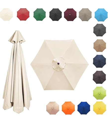Auvent De Remplacement Pour Parasol 2m/2,7m/3m - Housse Toile 6 Ou 8 Baleines - Différentes Couleurs