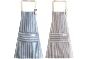ViLiyDuo 2 delantales de cocina, delantal de cocina, resistente al agua, con 2 bolsillos, delantal para barbacoa, delantal de cocina, restaurante, delantal de cocina