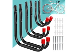 BUZIFU Wandhaken, 6 Stück Wandhalter Garage 3 Größen WandhakenLeiter Garagenhaken aus Kohlenstoffstahl Schwerlast-Gerätehaken Montagehaken für Geräte Home Chair Ladder Elektrowerkzeugen