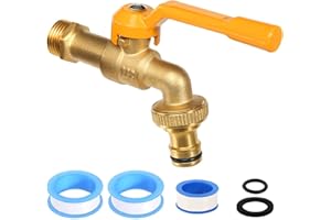 AOROPS 1/2 Zoll Wasserhahn Garten, Messing Kugelhahn Aussen Frostsicher -20℃ Auslaufhahn Hitzebeständig 120℃ Premium Wasserhahn, Außenwasserhahn mit Schlauchanschlüsse für Garten