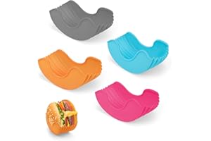 LNSYSNS Burger Holder, 4 Stück Burger Halter Silikon Einziehbarer, Burgerhalter zum Essen Wiederverwendbarer, Burger Buddy Geeignet für Burger Donuts Sandwiches
