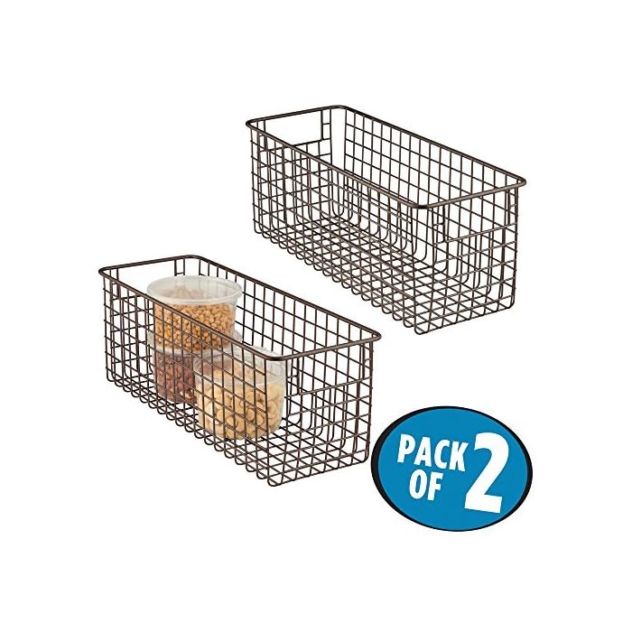 Buy mDesign Set of 2 Wire Storage Baskets Deep & Flexible Wire Basket