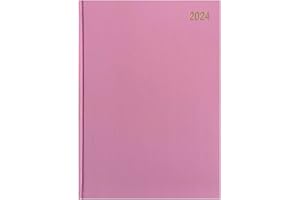 ANKUSH 2024 A4 Diary One Day to Page Hardback Casebound Cover Diary with Full Saturday & Sunday Page Ribbon Marker DAP Year Planner for Business, Office, Home, Traveling, Appointments (Pink)