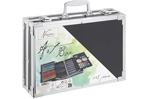 ‎VAN NASSAU FINE ART Nassau Fine Art Malkoffer | 145-teiliger Kunstzeichenkasten in Metall-Aufbewahrungsbox| Kreativitätsbox für Kinder und Erwachsene | Buntstifte, Aquarellfarben, Pastellkreiden | Hobby, Schule & Beruf