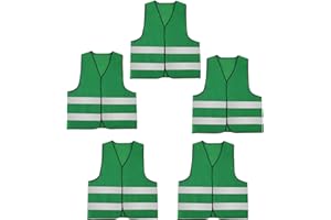 AIEOE 5 Pcs Gilet de Sans Manches Veste Haute Visibilité Fluorescent Adulte Sécurité Réfléchissant Construction Circulation Fluo Orange Jaune Taille unique Bleu Gris Vert