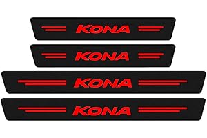 KLHYWEN Auto Kohlefaser Einstiegsleisten Für Hyun-dai KONA Tuning Zubehör 4 STÜCKE Auto Scuff Plate Türschwelle Sill Aufkleber,Red