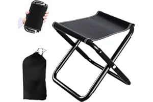 Jinfanshurich Klapphocker Schwarz, 150 KG Belastbar Campinghocker Faltbar, Falthocker verstärkter Kohlenstoffstahlrahmen.