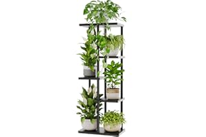 Bamworld 5 Tier Plant Stands Indoor, Corner Shelf Tall Plant Stand for Multiple Indoor Plants, Metal Tiered Display Stand for Living Room Balcony Garden Patio, Black