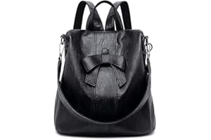 KIEPOAR Sac à Dos en PU Cuir Féminin Anti-vol avec Nœud Papillon - Élégant Porté Dos, Bandoulière, Main - Multipoche pour Travail, École et Voyage