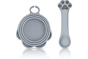 Andiker Otwieracz do puszek z karmą dla zwierząt domowych, mini silikonowa łyżka do karmy dla zwierząt domowych, próżniowy silikon może pokryć zastosowanie do wielu rozmiarów puszek z karmą dla kotów i psów wielokrotnego użytku, otwieracz do puszek z karmą dla kotów i