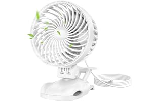 OUILA USB Clip Fan, 5V/1A Mini Clip on Fan 360° Rotation Stroller Fan Stepless Speed Silent Portable Desk Fan with Clip for Office Home Pram Car Camping Desktop Bedroom Gym Treadmill