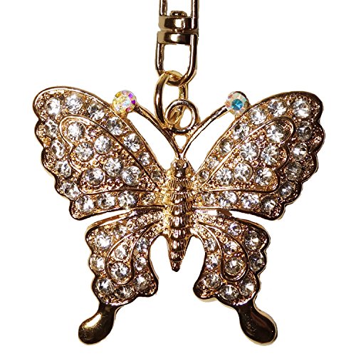 Preisvergleich Produktbild Utrendo Schlüsselanhänger Glücksbringer Schmetterling mit Glitzersteinen