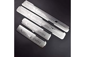 ENFILY 4Pcs Stainless Steel Car Styling Door Sill Protectors for Mitsubishi Eclipse Cross 2018 2019 2020 2021 2022, Protective Strips Non-Slip Wear Plate, Welcome Pedal Kick Plates