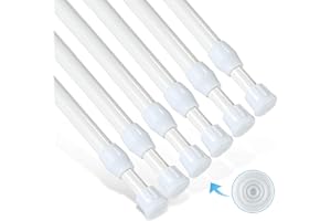 6Pcs Tension Rod, Goowin 70-120cm/28-48 inch Tension Rods for Windows, No Drilling Rustproof Spring Adjustable Tension Curtain Rod for Doors, Windows, Wardrobe Bars, Drying Support Rods (White)