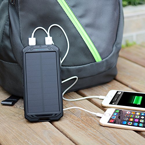 Caricabatterie Solare 12000mAh ADDTOP Solare Power Bank con 2 Porte USB Batteria esterna portatile LED Torcia per Smartphone,Tablet,iPhone,Samsung, Huawei, HTC, LG, Nexus,