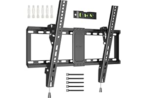BONTEC TV Wall Bracket for Most 37-82 Inch LED LCD Plasma Flat Curved TVs, Tilt TV Wall Mount with Max. VESA 600x400mm, Up to 60kg, Bubble Level and Cable Ties included