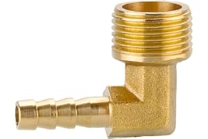 MOUMOUTEN Gomito portagomma in ottone 3/8" 90 gradi L Raccordo a spina ad angolo retto, filettatura maschio Giunto giuntatore giuntatore adattatore per tubo flessibile per aria acqua olio (6 mm)