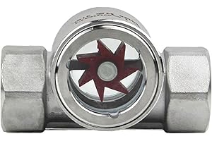 TOPHOMER Durchflussanzeiger Edelstahl, 3/4" Fenster-Schauglas-Wasserdurchflussanzeiger mit Laufrad Visueller Durchflussmesser-Anzeige für Computer und Wasserkühlsysteme