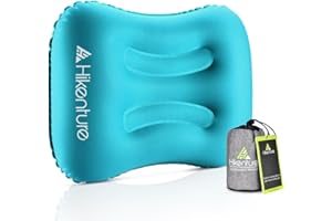 HIKENTURE Coussin de Camping Gonflable de Coussin de Voyage Léger - Coussin d’extérieur Confortable Compact pour Le Camping, Le Voyage, La Randonnée - dans l’Avion, la Voiture, au Bureau