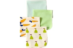 CuteOn 4 PCS Riutilizzabile Neonato Bambino Panno per il viso Alimentazione pulire Stoffa Mini Bambino Asciugamani per Sensibile Pelle (11.02" x 11.02", Fruit)