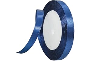 RONGZUBAT Dark Blue Ribbon 10mm for Gift Wrapping 22M,Dark Blue Satin Ribbon 10mm Thick for Crafting Cake,Hair Bow,Polyester Ribbon Christmas Decoration,Wedding Car Decor