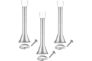 GRANTOP 3pcs Spring Door Stops, Bendable Metal Door Stoppers with Anti-Slip Rubber Heads Screws Base, Long Door Springs for Protect Walls and Doors