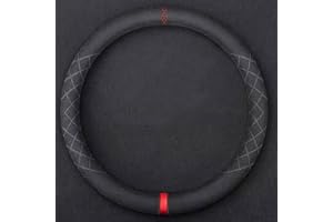 NEZIH Voiture Housse Volant Couverture pour Volkswagen VW Golf/Polo 5 6 7 8 GTE GTI GTD Clubsport Imperméable Couvre Volant Respirant Antidérapant en Cuir Suédé Accessoires,Red-OSTYLE