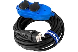 HILARK CABLE TECH Hilark Enrouleur Cable Electrique H07RN-F 3x2,5 rallonge électrique avec Bloc Prises Professionnelle (10m, répartiteur Bleu)