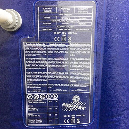 AQUAPARX Whirlpool AP-550SPA *oval 190x120cm* Pool 2Personen Wellness Jacuzzi Spa Whirlpoolzubehör Badewanne 2P Wanne Indoor Outdoor Heizung aufblasbar - 10