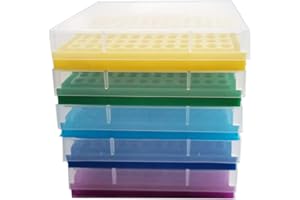 MUHWA PCR - Rack per tubi da 0,2 ml, 8 x 12, confezione da 5 (blu/azzurro/giallo/viola/verde)