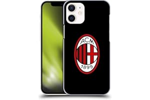 Head Case Designs Licenza Ufficiale AC Milan Colore Pieno Nero Stemma Custodia Cover Dura per Parte Posteriore Compatibile con Apple iPhone 12 Mini