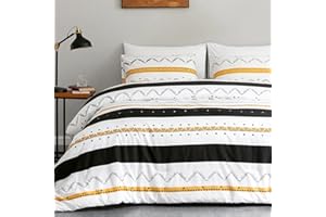 Tokokimo Funda Nórdica Cama 135/150, Funda Nórdica 230x220 con Bohemio Patrón Microfibra 3 Piezas Compuesto por 1 Funda Nordica 230x220 + 2 Fundas de Almohada 50x75, Amarillo y Blanco