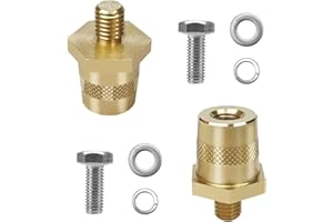 TXERFOLG Adaptador de Polos para batería M8 Latón, Adaptadores Terminal Positivo Negativo, Pinzas de Batería con Tornillos de Acero Inoxidable y Espaciadores