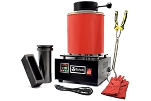 TOAUTO 3KG Digitale Schmelzofen 1400W 2000F, Automatischer Schmelzofen Kit mit Graphittiege und Graphit Barrenform, Schmelz Silber, Gold, Kupfer, Aluminium