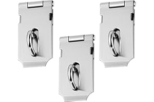 HOLOOVERANILLO 3 Pcs Hasp and Staple, Stainless Steel Padlock Hasp Door Lock Shed Lock, 2 Inch Door Latch Catch, for Doors, Window, Cabinet, Pet Cage, Crate, Locking Hardware Accessories, Cabinet Fittings