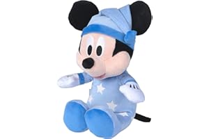 Simba Disney 6315870349 - Ratón de Mickey de 25 cm Que Brilla en la Oscuridad, Mickey Mouse, Juguete para bebé, Peluche, edredón Adecuado a Partir de los Primeros Meses de Vida