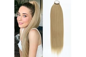 ZPPLD 60 cm Lang Glattes Pferdeschwanz Haarteil Synthetik Haarverlängerung Zopf Haar Extension für Damen Mädchen (Gold)