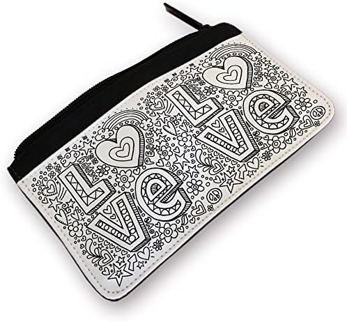 Pencil case for kids/adults to colour in. Size: 21 x 12 cm - LOVE design - fabric pens sold separately
