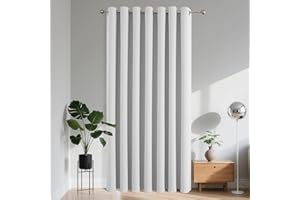 ‎JOYDECO Joydeco Verdunkelungsvorhang 1 Stück, Vorhang Blickdicht mit Ösen Türvorhang H 210 x B 132 Thermovorhang Weiß Kälteschutz Hitzeschutz Blackout Curtain für Schlafzimmer Wohnzimmer