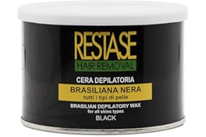RESTASE | Cera Depilatoria Brasiliana Nera, Tutti i Tipi di Pelle, 400 ml, Made in Italy
