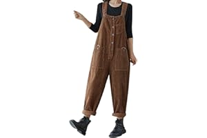 Dasongff Femmes Salopette en Velours Côtelé Décontractée Combinaisons Amples avec Poches, Boyfriend Jumpsuit Pantalon Casual Grand Taille pour Printemps Automne