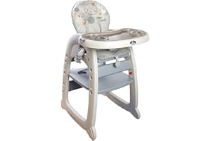 TORAL Trona Evolutiva Analís 2 en 1 - Convertible en Mesa y Silla, Gris, con Arnés Seguro y Bandejas Extraíbles