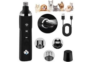 LuLuanping Lime à Ongles pour Chien à 2 Vitesses, Lime à Ongle Chien avec lumières LED, Coupe-Ongles électrique, Broyeur à Ongles pour Animaux, Professionnel 3 Ports avec Capuchon Anti-poussière