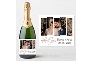 étiquette Personnalisée Bouteille,champagne Bouteille Biere Bouteille étiquette Autocollantes,photo Et Texte Anniversaire Douche Mariage Annonce Grossesse Cadeau étiquette (12x8.9CM,16pièces)