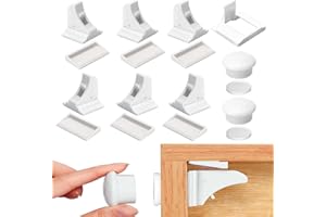 Auauraintt Magnetyczny zamek do szafy, 12 zamków i 3 klucze, niewidoczne zabezpieczenie przed dziećmi do szafek, szuflad, z pomocnikiem montażowym, 3 m do przyklejenia, bez wiercenia i wkręcania